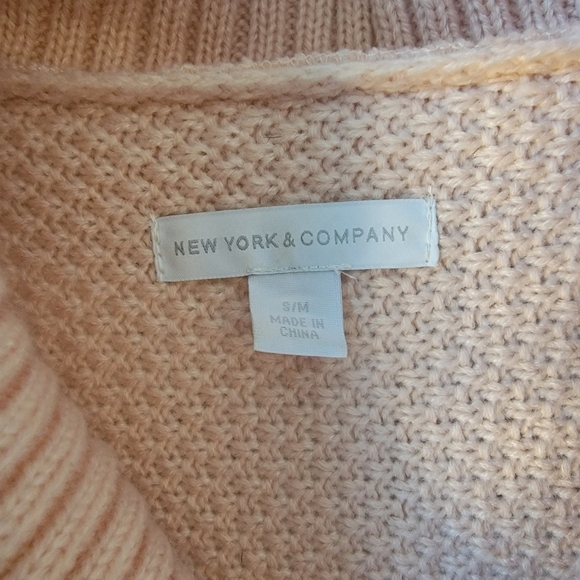 New York and Company Blush Pink Fringe Poncho Fall Sweater - Picture 7 of 9